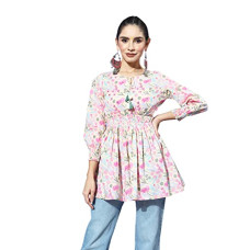 Deals, Discounts & Offers on Women - ishin Women's Cream Embellished Blouson Top