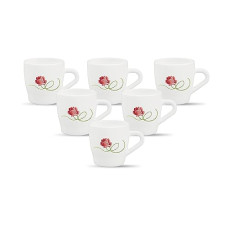 Deals, Discounts & Offers on  - La Opala, Melody Collection, Opal Glass Cup Set Miranda 6 pcs, Dainty Swirls, White
