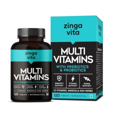 Deals, Discounts & Offers on  - Zingavita Vegetarian Multivitamin Tablets with Probiotics & Prebiotics (120 Count)|With 43 Vitamins & Minerals|Supplement with Vitamin B12, C, D, E, Zinc & Biotin
