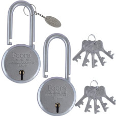 Deals and Offers on - Foora New Round 50mm Lock | Long Shackle | Metal Body | Double Locking | 7 Steel Lever | 5 Silver Keys with Keychain | Silver Finsih | Pack of 2 | Made in India | Export in USA | Canada Deals, Discounts & Offers on - Foora New Round 50mm Lock | Long Shackle | Metal Body | Double Locking | 7 Steel Lever | 5 Silver Keys with Keychain | Silver Finsih | Pack of 2 | Made in India | Export in USA | Canada