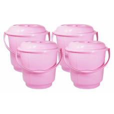 Deals, Discounts & Offers on Home Improvement - Wonder Homeware 5 Liter Plain LT Heavy Quality Plastic Bucket with Lid,for use in Bathroom, Kitchen, Laundry, Garage,Pack of 4 Pc, 5 Liter, Blue Color (Pink)