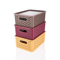 Deals and Offers on - E-COSMOS Kitchen Color Basket Set 3 Pc Storage Basket Deals, Discounts & Offers on - E-COSMOS Kitchen Color Basket Set 3 Pc Storage Basket