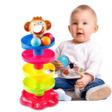 Deals, Discounts & Offers on  - Toy Imagine Ramp Roll Ball Tower for Toddlers | Ball Drop and Roll Swirling Tower | Educational Brain Development Activity & Learning Monkey Toys | Best Gift