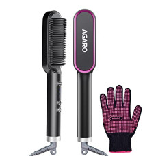Deals, Discounts & Offers on  - AGARO Hair Straightening Brush, Hair Straightening Comb For Women, Fast Heating, Ionic Care, 5 Heat Settings, Hair Straightener, Hot Brush, Gives Naturally Straight Hair in 5 Mins, Black, HSB2107