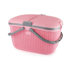 Deals and Offers on - CELLO Knits Style Plastic Basket (Pink), Rectangular Deals, Discounts & Offers on - CELLO Knits Style Plastic Basket (Pink), Rectangular