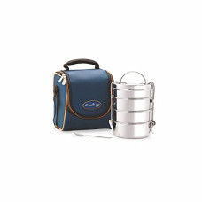 Deals, Discounts & Offers on  - neelam Stainless Steel Dura Hot Food Carrier 4 Tier 8 Inch Big Container Lunch Box with Insulated Carry Bag, Silver