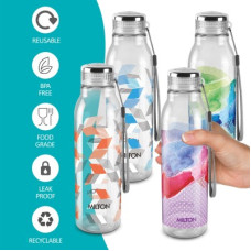 Deals, Discounts & Offers on  - MILTON Helix 1000 Pet Bottle, Set of 4, 1 Ltr Each, Multicolor 1000 ml Bottle(Pack of 4, Multicolor, Plastic)
