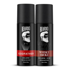 Deals, Discounts & Offers on Beauty Care - Beardo Godfather Perume Deo Spray 150ml and Whisky Smoke Perfume Body Spray 120ml Combo