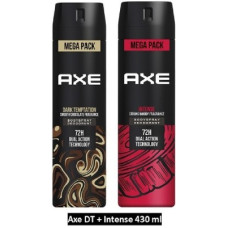 Deals and Offers on - AXE Dark Temptation and Intense Deodorant Spray - For Men(430 ml, Pack of 2) Deals, Discounts & Offers on - AXE Dark Temptation and Intense Deodorant Spray - For Men(430 ml, Pack of 2)