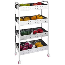 Deals and Offers on - Amazon Brand - Solimo 4 Layer Stainless Steel Kitchen Trolley Rack Fruit Vegetable Storage Rack Deals, Discounts & Offers on - Amazon Brand - Solimo 4 Layer Stainless Steel Kitchen Trolley Rack Fruit Vegetable Storage Rack
