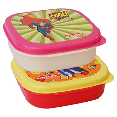 Deals and Offers on - WONDER Prime Plastic Kit Kat Lunch Box Set, 2 Pc Lunch Box Small with Saparate Container & Spoon & Fork, Red Yellow Color, Deals, Discounts & Offers on - WONDER Prime Plastic Kit Kat Lunch Box Set, 2 Pc Lunch Box Small with Saparate Container & Spoon & Fork, Red Yellow Color,