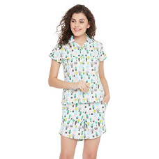 Deals, Discounts & Offers on Women - Clovia Women's Cotton Printed Shirt & Shorts Set