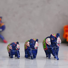 Deals, Discounts & Offers on  - eCraftIndia Set of 3 Decorative Elephant Showpiece Animal Figurines- Multicolor