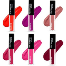 Deals, Discounts & Offers on  - BLUSHIS Non Transfer Liquid Matte Pack of 6 With Trendy Shades ( Red, Nude,Marooon,Epic Magenta,Bright Plum,Pink and purple colour(Multicolour, 21 ml)