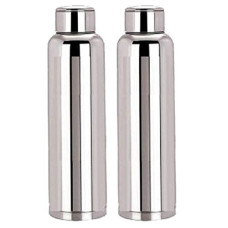 Deals, Discounts & Offers on  - Kuber Industries CTKTC06002 Stainless Steel Water Bottle, 1000ml, 2 Pieces, Silver