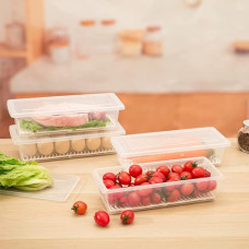 Deals, Discounts & Offers on  - QXORE Vegetable Storage Box with Removable Drain Plate Stackable Freezer Storage Plastic Container Keep Fresh For Storing Fish Meat Vegetables Fruits(1500 ml Transparent) (4)