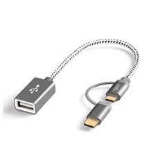 Deals, Discounts & Offers on Mobile Accessories - CableCreation Micro USB + Type C to USB 2.0 Female Cable 0.6FT, Short USB C and Micro USB OTG Cable Compatible with Pixel 3 XL 2 XL, Galaxy S20/S10/S10+/S9/S9+, 0.18m Space Gray