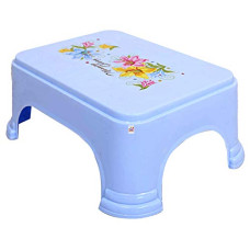 Deals and Offers on Furniture - Fun Homes Floral Print Plastic Bathroom Stool, Blue, pack of 1 Deals, Discounts & Offers on Furniture - Fun Homes Floral Print Plastic Bathroom Stool, Blue, pack of 1