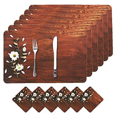 Deals and Offers on - Kuber Industries PVC 6 Piece Placemat Set - Brown Deals, Discounts & Offers on - Kuber Industries PVC 6 Piece Placemat Set - Brown