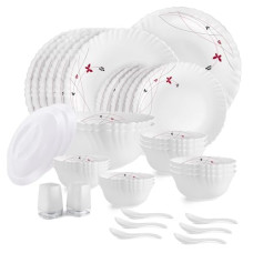 Deals and Offers on - Cello Opalware Dazzle Lush Fiesta Dinner Set, 37 Units, White |Opal Glass Dinner Set for 6 | Light-Weight, Daily Use Crockery Set Deals, Discounts & Offers on - Cello Opalware Dazzle Lush Fiesta Dinner Set, 37 Units, White |Opal Glass Dinner Set for 6 | Light-Weight, Daily Use Crockery Set