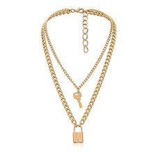 Deals and Offers on Women - YouBella Valentine Non-Precious Metal Alloy No Gemstone Jewellery Multi Layered Gold Plated Lock and Key Necklace Deals, Discounts & Offers on Women - YouBella Valentine Non-Precious Metal Alloy No Gemstone Jewellery Multi Layered Gold Plated Lock and Key Necklace