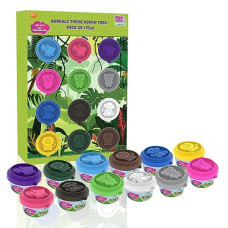 Deals, Discounts & Offers on  - ToyMagic Animal Themed Clay/Soft Water Based FunDough with 2 in 1 Moulding Lid Pack of 12 Tubs 25gm Each|Fun with Dough|Non-Toxic|Kids 3+|Art & Craft Activity|Birthday & Return Gifts|Made in India