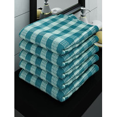 Deals and Offers on - Athom Living Ecosaviour Premium Cotton Bath Towel Green Checkers (Pack of 5) Deals, Discounts & Offers on - Athom Living Ecosaviour Premium Cotton Bath Towel Green Checkers (Pack of 5)