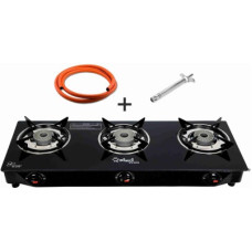 Deals and Offers on - Sigri-wala Lighter & Hose Pipe ISI Certified 3 Burner Combo Glass Manual Gas Stove(3 Burners) Deals, Discounts & Offers on - Sigri-wala Lighter & Hose Pipe ISI Certified 3 Burner Combo Glass Manual Gas Stove(3 Burners)
