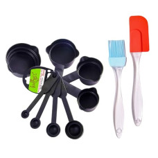 Deals and Offers on - Bulfyss Popular Combo - Food Grade 8Pcs Black Measuring Cups and Spoons Set, Silicone Series Spatula and Brush Set (Made in India) Deals, Discounts & Offers on - Bulfyss Popular Combo - Food Grade 8Pcs Black Measuring Cups and Spoons Set, Silicone Series Spatula and Brush Set (Made in India)