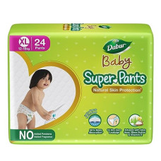 Deals, Discounts & Offers on Baby Care - Dabur Baby Super Pants - XL (24 Pieces) | 12-18 kg | Insta-Absorb Technology | Leakproof skin protection | Diapers infused with Aloe vera, Shea Butter & Vitamin E | NO Added Parabens & Fragrances