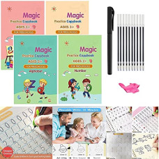 Deals, Discounts & Offers on Stationery - Magic Practice Copybook, (4 BOOK + 10 REFILL+ 1 Pen +1 Grip) Number Tracing Book