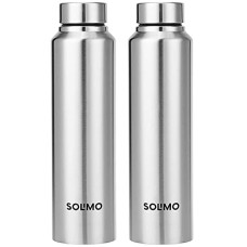 Deals and Offers on - Amazon Brand - Solimo Slim Stainless Steel Water Bottle, Set Of 2, 1 liter Each Deals, Discounts & Offers on - Amazon Brand - Solimo Slim Stainless Steel Water Bottle, Set Of 2, 1 liter Each