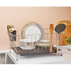 Deals, Discounts & Offers on  - Amazon Brand - Solimo Stainless Steel Dish Drainer with Drain Tray + Cutlery Stand (55.7x37.5X 24.5)