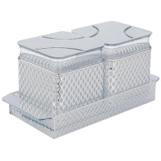 Deals, Discounts & Offers on  - Amazon Brand - Solimo Air-Tight Dry Fruit Container Tray Set With Lid & Serving Tray, Airtight Plastic Storage Container Set 500 ml | Set of 2, Silver