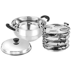 Deals, Discounts & Offers on Cookware - Amazon Brand - Solimo Stainless Steel Induction Bottom Multi Kadhai with 5 plates(idli, Dhokla and pathra), Silver