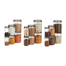 Deals and Offers on - Amazon Brand - Solimo Checkered Jar Container, Set of 18 (6 pcs x 250 ml Each, 6 pcs x 500 ml Each, 6 pcs x 1000 ml Each), Black | Air Tight | Kitchen Organiser | BPA Free | Stackable, Plastic Deals, Discounts & Offers on - Amazon Brand - Solimo Checkered Jar Container, Set of 18 (6 pcs x 250 ml Each, 6 pcs x 500 ml Each, 6 pcs x 1000 ml Each), Black | Air Tight | Kitchen Organiser | BPA Free | Stackable, Plastic
