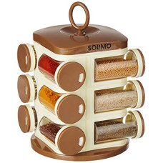 Deals, Discounts & Offers on  - Amazon Brand - Solimo Revolving Plastic Spice Rack Set (12 pieces, Light Brown, Tiered Shelf)