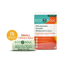 Deals, Discounts & Offers on  - ECO SOUL [19 inch x 21 inch, 15 Pack] Small Compostable Trash Bags | Eco-friendly Non Oxo-Biodegradable Bags