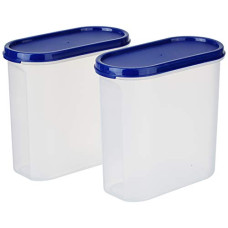 Deals and Offers on - Amazon Brand - Solimo Modular Plastic Storage Containers with Lid, Set of 2, 1.8L, Blue Deals, Discounts & Offers on - Amazon Brand - Solimo Modular Plastic Storage Containers with Lid, Set of 2, 1.8L, Blue