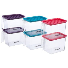 Deals and Offers on - Amazon Brand - Solimo Plastic Multi-Purpose Fridge Storage Container with Handle & Lid I Fruit & Vegetable Basket I BPA Free I Food Grade Storage Container Set - 1100 Ml Set of 6, Multi-Colour Deals, Discounts & Offers on - Amazon Brand - Solimo Plastic Multi-Purpose Fridge Storage Container with Handle & Lid I Fruit & Vegetable Basket I BPA Free I Food Grade Storage Container Set - 1100 Ml Set of 6, Multi-Colour