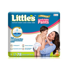 Deals, Discounts & Offers on Baby Care - Little's Comfy Baby Pants - Premium, 12 Hours Absorption, Wetness Indicator, Cotton Soft, Small 78 Count