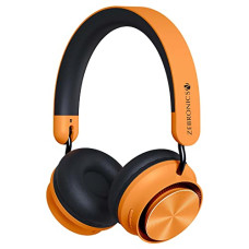 Deals and Offers on - Zebronics Zeb-Bang Pro Bluetooth Wireless On Ear Headphones with Mic V5.0, 30H Backup, Foldable, Call Function, Voice Assistant, Built-in Rechargeable Battery, Type C, 40Mm Driver and Aux (Orange) Deals, Discounts & Offers on - Zebronics Zeb-Bang Pro Bluetooth Wireless On Ear Headphones with Mic V5.0, 30H Backup, Foldable, Call Function, Voice Assistant, Built-in Rechargeable Battery, Type C, 40Mm Driver and Aux (Orange)