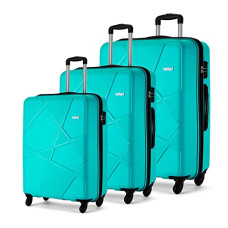 Deals, Discounts & Offers on  - Safari Pentagon 3 Pc Set 55, 65 & 75 cms- Small, Medium & Large Polypropylene (PP) Hard Sided 4 Wheels 360 Degree Rotation Luggage Set/Suitcase Set/Trolley Bag Set (Cyan Blue)