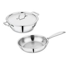 Deals and Offers on Cookware - Bergner Tripro Triply 3 Pc Cookware Set, 22 cm Deep Kadai, 20 cm Fry Pan, 1X Stainless Steel Lid, Stay Cool Handles, Induction & Gas Ready, Multi-Layer Polish Surface, 5-Year Warranty Deals, Discounts & Offers on Cookware - Bergner Tripro Triply 3 Pc Cookware Set, 22 cm Deep Kadai, 20 cm Fry Pan, 1X Stainless Steel Lid, Stay Cool Handles, Induction & Gas Ready, Multi-Layer Polish Surface, 5-Year Warranty