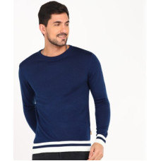 Deals, Discounts & Offers on  - NUMERO UNOMen Solid Round Neck Blue Sweater
