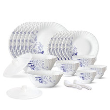 Deals and Offers on - Larah by Borosil Blue Eve Silk Series Opalware Dinner Set | 35 Pieces for Family of 6 | Microwave & Dishwasher Safe | Bone-Ash Free | Crockery Set Deals, Discounts & Offers on - Larah by Borosil Blue Eve Silk Series Opalware Dinner Set | 35 Pieces for Family of 6 | Microwave & Dishwasher Safe | Bone-Ash Free | Crockery Set