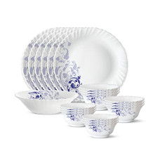 Deals and Offers on Home & Kitchen - Larah by Borosil Blue Eve Silk Series Opalware Dinner Set | 19 Pieces for Family of 6 | Microwave & Dishwasher Safe | Bone-Ash Free | Crockery Set Deals, Discounts & Offers on Home & Kitchen - Larah by Borosil Blue Eve Silk Series Opalware Dinner Set | 19 Pieces for Family of 6 | Microwave & Dishwasher Safe | Bone-Ash Free | Crockery Set