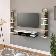 Deals and Offers on Furniture - BLUEWUD Estoye Engineering Wood Wall Mount TV Entertainment Unit Set Top Box Stand/TV Cabinet with Shelves Deals, Discounts & Offers on Furniture - BLUEWUD Estoye Engineering Wood Wall Mount TV Entertainment Unit Set Top Box Stand/TV Cabinet with Shelves