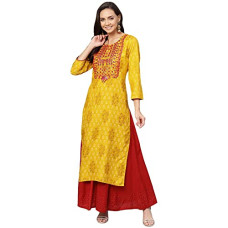 Deals and Offers on Women - anubhutee Women Rayon Straight Kurta Deals, Discounts & Offers on Women - anubhutee Women Rayon Straight Kurta