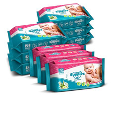 Deals, Discounts & Offers on Baby Care - Supples Baby Wet Wipes with Aloe Vera and Vitamin E - 72 Wipes/Pack (Pack of 9)